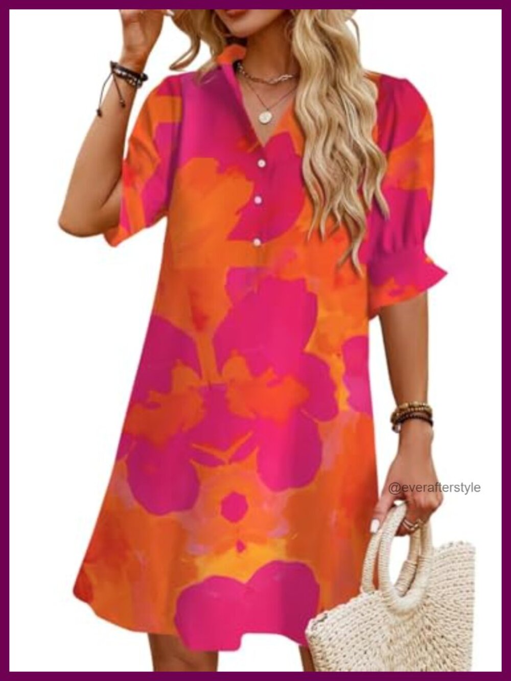 Womens Summer Shirt Dress with Pockets Ruffle Sleeve V Neck Mini